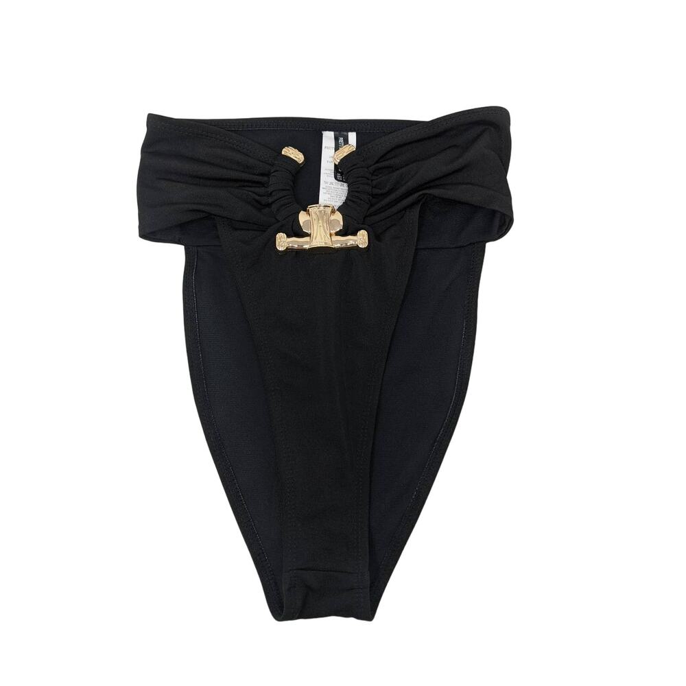 PrettyLittleThing PLT Hammered‎ Trim Bikini Bottoms Swimsuit Black